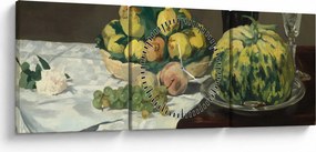 Obraz - Edouard Manet, Still Life with Melon and Peaches, reprodukcia (s hodinami) (90x30 cm)