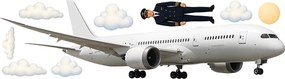 Lietadlo Boeing textilní prelepiteľná nálepka na stenu list 75 x 21 cm
