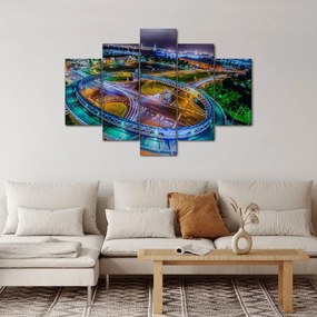 Obraz - panoráma nočného mesta (150x105 cm)