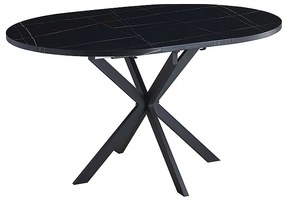 Rozkladací jedálenský stôl GASTON 100(135)X100 cm, čierny mramorový dekor