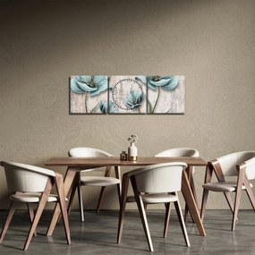 Obraz - Kvety na textúre (s hodinami) (90x30 cm)