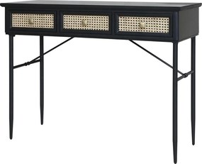 Čierny antik drevený písací stôl s kovovými nohami - 110*42*80 cm