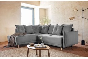 Sivá menčestrová rozkladacia rohová pohovka (ľavý roh) Lazy Lukka – Miuform