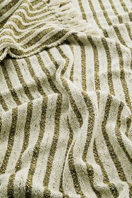 MADAM STOLTZ Prehoz z recyklovanej bavlny Mustard/Brown 125 × 175 cm