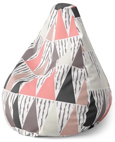 Sablio Sedací vak Pear Ružovo-šedé ihlany - 70 x 95 x 15 cm