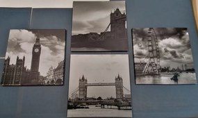 Set obrazov tajomný Londýn v čiernobielom prevedení - 4x 60x60