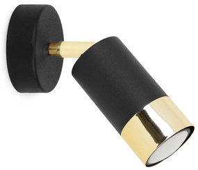 Stropné svietidlo HUGO, 1x čierne/zlaté kovové tienidlo, (možnosť polohovania)