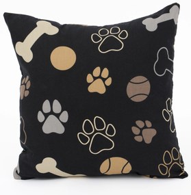 Bavlnená obliečka na vankúšik Renforcé 40 × 40 cm – Psie labky čierne