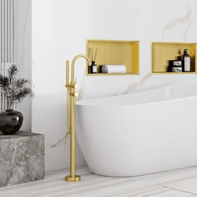 Rea Rea, oceľová kúpeľňová polička 45x30 cm, zlatá matná, REA-05607