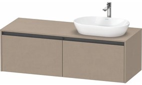 DURAVIT Ketho 2 závesná skrinka pod umývadlo na dosku (umývadlo vpravo), 2 zásuvky, 1400 x 550 x 459 mm, plátno, K24888R75750000