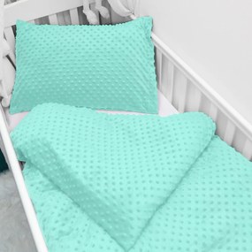 Biante Detské posteľné obliečky do postieľky Minky 3D bodky MKP-003 Mintové Do postieľky 90x120 a 40x60 cm