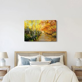 Obraz - Romantická alej pozdĺž vody, olejomaľba (90x60 cm)