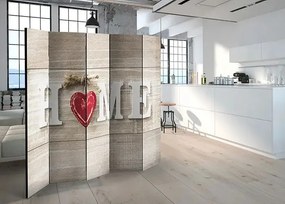 Paraván - Room divider - Home and red heart