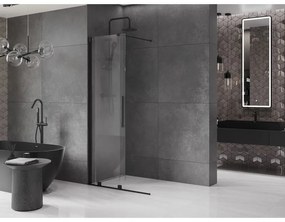 Mexen Velar, posuvné dvere do otvoru typ Walk-In 85 cm, 8mm číre sklo, čierna matná, 871-085-000-03-70