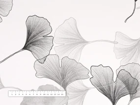 Biante Bavlnená obliečka na vankúš s lemom Sandra SA-512 Sivo-biele ginkgo listy na bielom 50 x 60 cm
