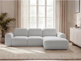 Svetlosivá rozkladacia/s úložným priestorom rohová pohovka z textílie buklé (pravý roh/s leňoškou) Montaigne – Bobochic Paris