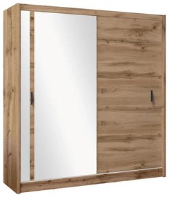 Šatní skriňa so zrkadlom SABRINA 203x215 cm dub woltan