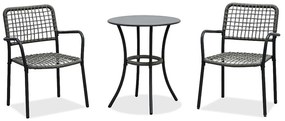 Autronic - Balkónový set 1+2, stůl 60x60, židle umělý ratan barva antracit, kov antracit - AZ-L1103 GREY AKCE