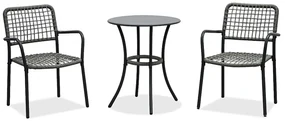Autronic - Balkónový set 1+2, stůl 60x60, židle umělý ratan barva antracit, kov antracit - AZ-L1103 GREY AKCE