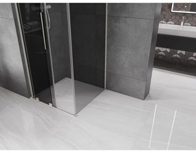 Mexen Velar L, sprchový kút s posuvnými dverami 90 x 90 cm, 8mm šedé sklo, brúsená oceľ, 871-090-090-43-97