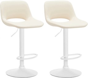 Design-Shop 2x Barová stolička Camden - koženka, biely rám - Krémová