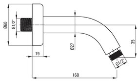 Deante Cascada, univerzálna nástenná sprchová výlevka 160 mm, chrómová, NAC_044K