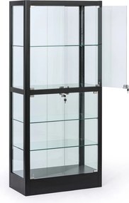 Presklená vitrína, 1800 × 800 × 400 mm, čiernam zmontovaná