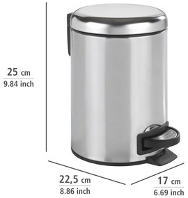 Pedálový odpadkový kôš v striebornej farbe Wenko Leman Shiny, 3 l