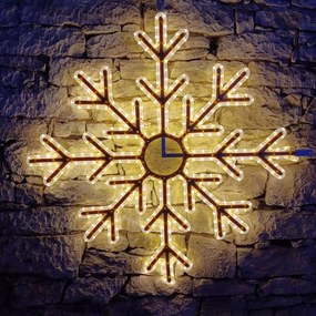 DECOLED LED svetelná snehová vločka X, závesná 3D tlač, priemer 102 cm, teplá biela