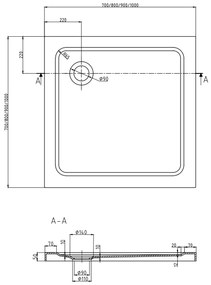 Mexen Rio, štvorcový sprchovací kút s posuvnými dverami 70(dvere) x 70(dvere) x 190 cm, 6mm číre sklo, zlatý profil + sprchová vanička SLIM so zlatým sifónom, 860-070-070-50-00-4010G