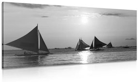 Obraz nádherný západ slnka na mori v čiernobielom prevedení Varianta: 100x50