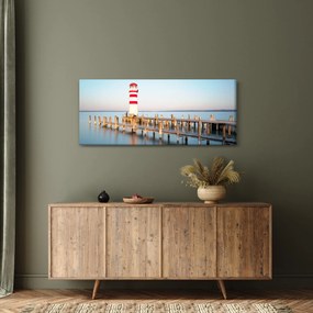 Obraz majáku za úsvitu (120x50 cm)