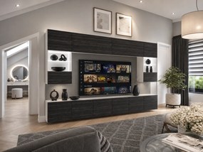 Obývacia stena 300 cm TV/RTV čierna eben  IMP 1/5/W/HK/0/0