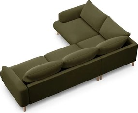 Zelená zamatová rohová pohovka (ľavý roh/do L) Naomi – Micadoni