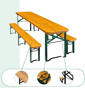 Pivný set MAXI sklápateľný, 220cm, prírodná hnedá Jurhan