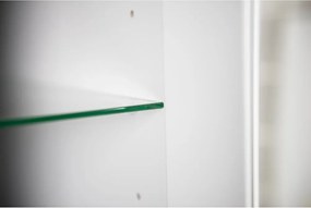Zelená vitrína s detailmi v dekore dubového dreva Tenzo Dot, výška 175 cm