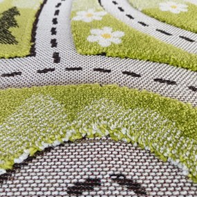 DY Zelený detský koberec s motívom mesta Color Kids 02 Rozmer: 150x200 cm