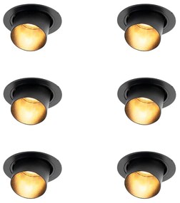 Sada 6 moderných zapustených bodových svetiel čierna okrúhla naklápacia - Installa