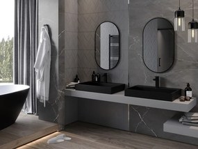 Mexen Loft oválne kúpeľňové zrkadlo 85 x 50 cm, čierny rám - 9851-085-050-000-70
