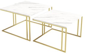 Set dvoch konferenčných stolíkov Froyw Zlatý, Farba: zlatá/arktická biela