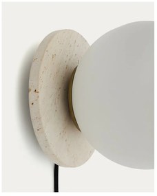 Biele/krémové mramorové nástenné svietidlo ø 20 cm Malachi – Kave Home
