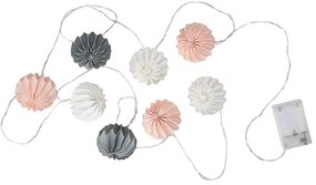 HANAMI LED Svetelná reťaz lampióny 8 svetiel - ružová/sivá