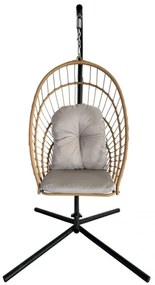 GARDEN LINE Skladacie závesné kreslo Eris Brown so sivým vankúšom FAT0923