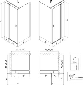 Mexen Mist T, sprchový kút s krídlovými dverami, 80 x 95 cm, 8mm číre sklo, zlatý matný profil, 8A4T-095-080-55-00