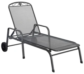 Sunfun Savoy Záhradné ležadlo polohovateľné, 187 × 52 × 81 cm, oceľ, výplň ťahokov, sivá