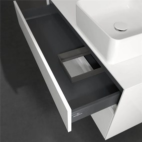 VILLEROY &amp; BOCH Collaro závesná skrinka pod umývadlo na dosku (umývadlo vpravo), 2 zásuvky, 1000 x 500 x 548 mm, Glossy White, C04000DH