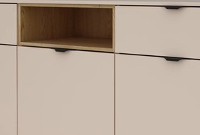 Široká komoda Avola, 180 cm, béžová kašmír/dub cremona