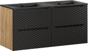 Comad Kúpeľňová skrinka s keramickým dvojumývadlom Ocean Black II 120 cm - čierna mat