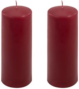 Sada sloupových svíček, 20 cm, Ø 7,5 cm, vínová, 2 ks