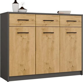 Komoda SIMPLO 3D3S 109 cm antracitová/dub artisan